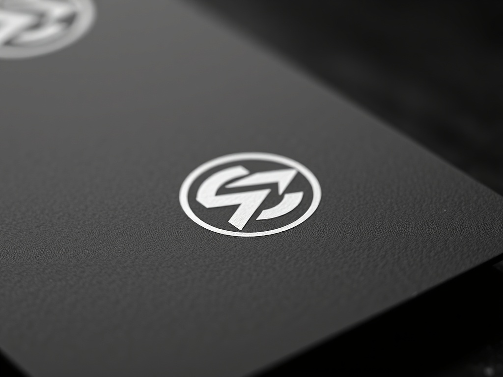 Close-up of a company logo embossed on a premium matte black business card, soft rim light, minimal composition, luxurious textures, photorealistic 8k.